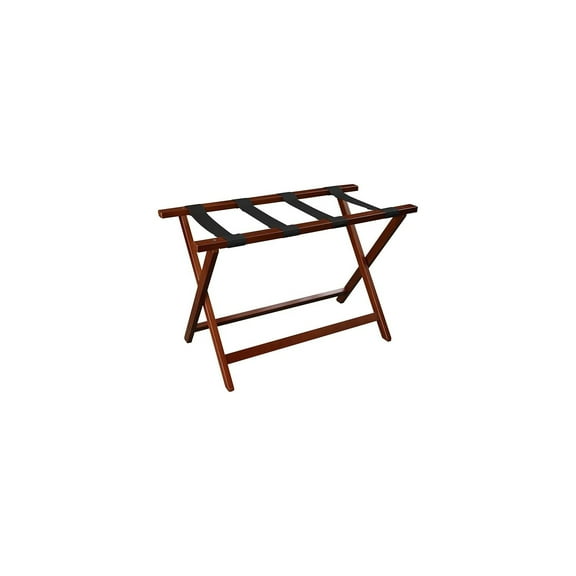 Homestock Asian Fusion Extra Wide Luggage Rack, 29.75"W X 15"D X 19.25"H, Walnut Color, Elevated Height, 30" Extra-Wide Top, Easy Movement And Storage