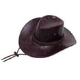 thumbnail image 5 of Western Cowboy Hat for Men Durable Pu Leather Hats Versatile Outdoor Sun Hat Brown, 5 of 8