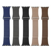 Brown New Genuine Leather Loop Magnetic Loop Watch Band For Apple Watch 38mm