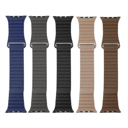 Brown New Genuine Leather Loop Magnetic Loop Watch Band For Apple Watch 38mm