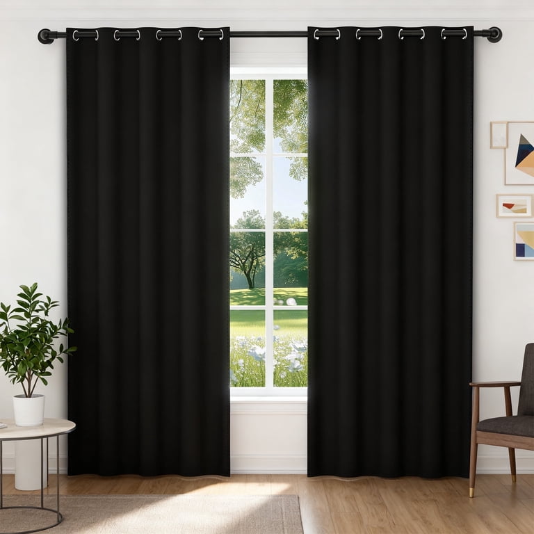 Xueyu Blackout Curtains Set Of 2 52" x 84" Black photo 1