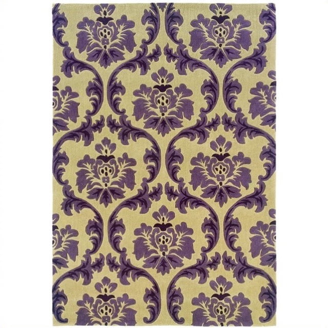 Linon Rugs Trio Rectangular Area Rug in Cream and Purple-1'10" x 2'10"