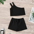 thumbnail image 2 of Utlike Girls 2 Pcs Outfits Set Toddler Kids Baby Solid Pullover Sleeveles Ribbed Casual Sports Running Dancewear Tops Shorts Set Clothes Girls Active Playsuit Size 2 Years-3 Years, 2 of 3