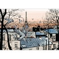 thumbnail image 2 of wall26 - Vector - Montmartre in Paris with Eiffel Tower - Vector Illustration - Removable Wall Mural | Self-Adhesive Large Wallpaper - 66x96 inches, 2 of 6