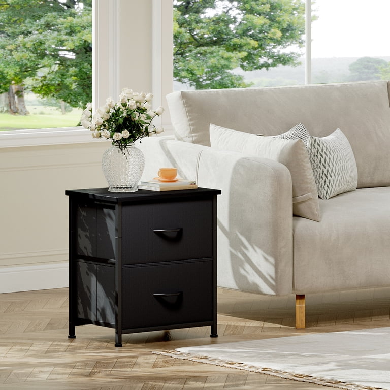 Eunos Black Nightstand with 2 Fabric Drawers photo 4