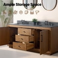 thumbnail image 3 of Vanity Art 72” Double Sink Bathroom Vanity Cabinet with Adjustable Shelves, Solid Wood Free Standing Storage Cabinets with Black Limestone Countertop, Undermount Sinks and 3 Drawers, 3 of 9