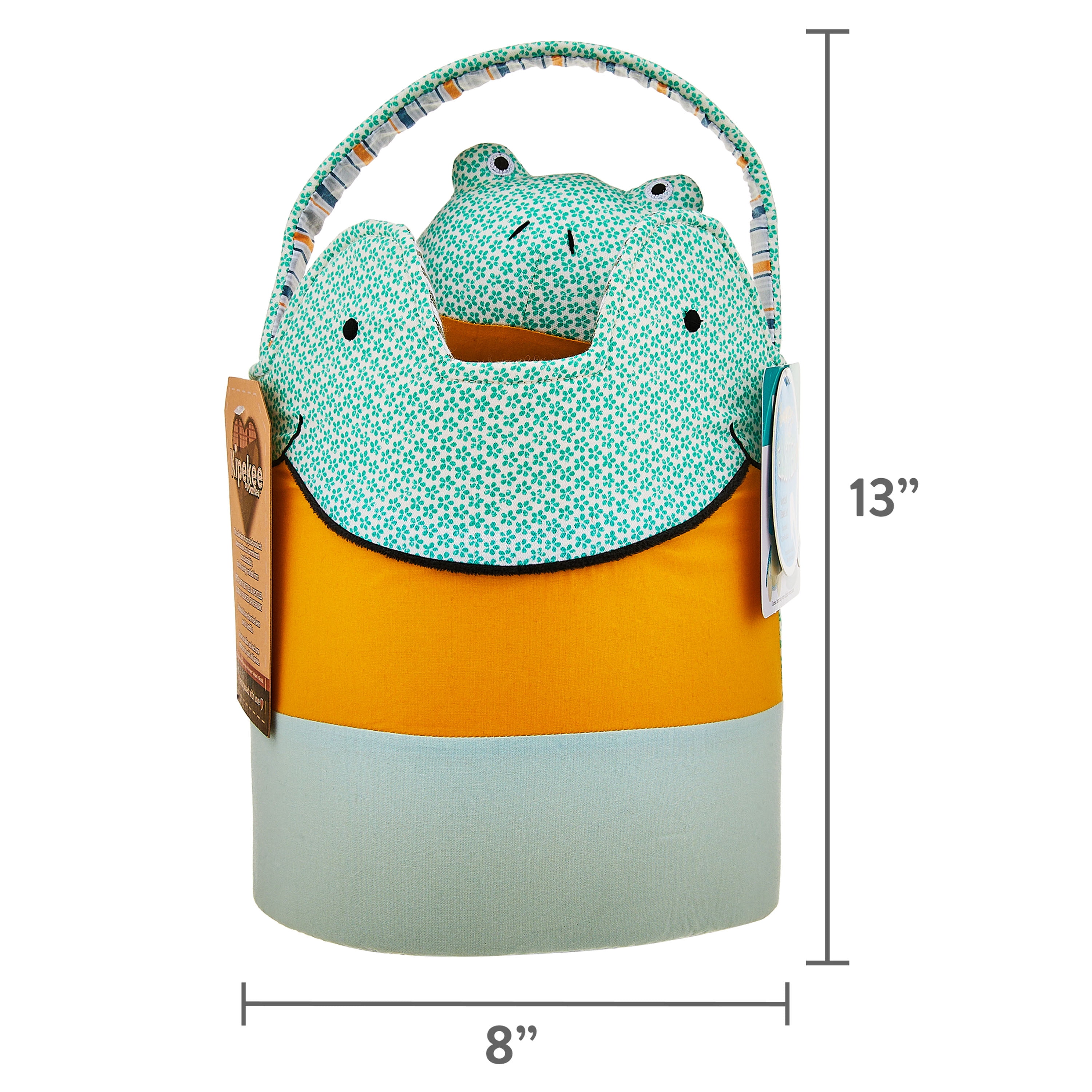 Green Frog Plush Easter Basket, 8 inch , Kipekee, Upcycled Plush Basket