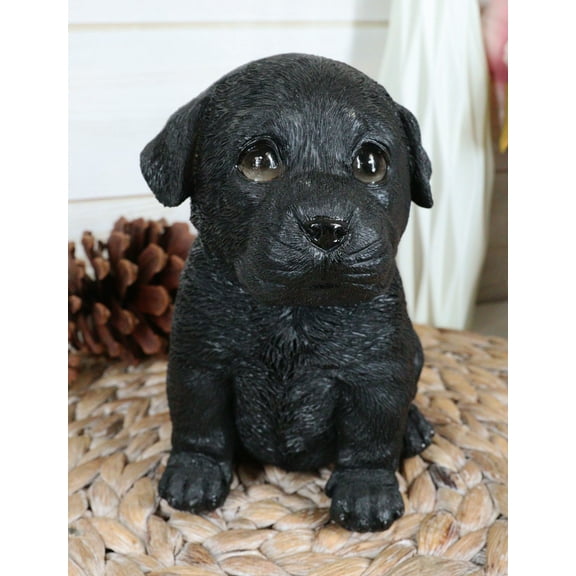 Sitting Adorable Black Labrador Retriever Puppy Dog Pet Pal Pooch Figurine