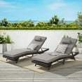 thumbnail image 2 of Outdoor Long Reclining Chair Set of 2,Wicker Lounge Chairs with Cushions,Lawn Sunbathing Chairs Recliner Adjustable to 150°Beach Poolside Garden,Light Gray, 2 of 9