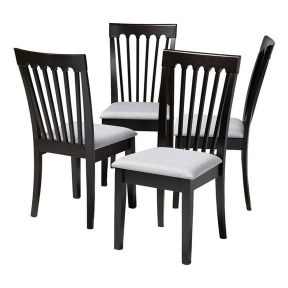 Bowery Hill 18.5'' Mid-Century Wood Dining Chair in Espresso/Gray (Set of 4)