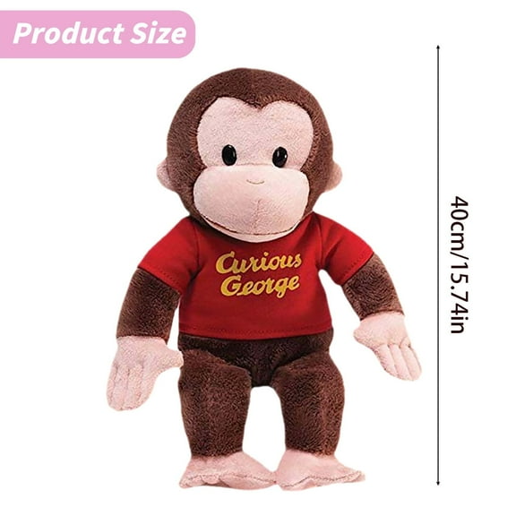 Curious George 15.74 Inch Anime Plush Monkey, Soft Stuffed Animal Toy for Kids, Cute Cuddly Gift for Birthday, Christmas & Room Decoration
