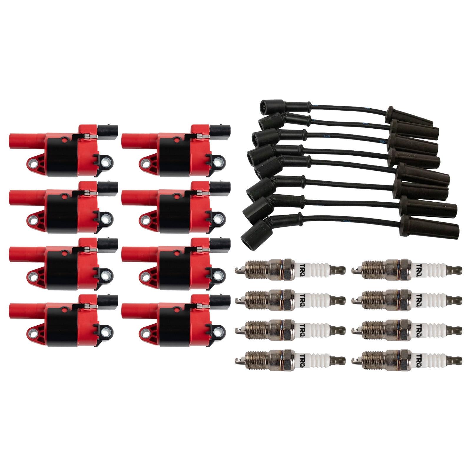 TRQ Ignition Coil and Spark Plug Kit 17 Piece Iridium Spark Plugs Fits 2011-2013 Chevrolet Silverado 1500 2011-2016 Silverado 2500 HD 3500 HD 2011-2014 Tahoe 2010-2015 Camaro