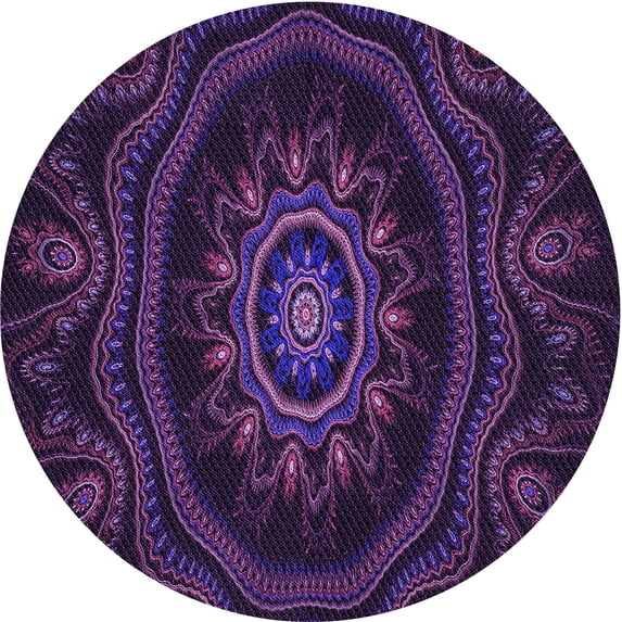 Ahgly Company Machine Washable Indoor Round Transitional Deep Purple Area Rugs, 7' Round