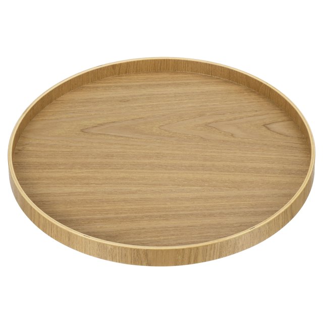 Unique Bargains 12' Round Wood Serving Tray Decorative Platter Home Kitchen Candle