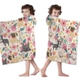 thumbnail image 4 of Pug Dogs with Pioneer Flower Hooded Bath Towel，50"x30" for Ages 3 To 12 Kids, Quick Dry Lightweight Soft Microfiber Hood Beach Towel Cover Up for Kids, 4 of 7