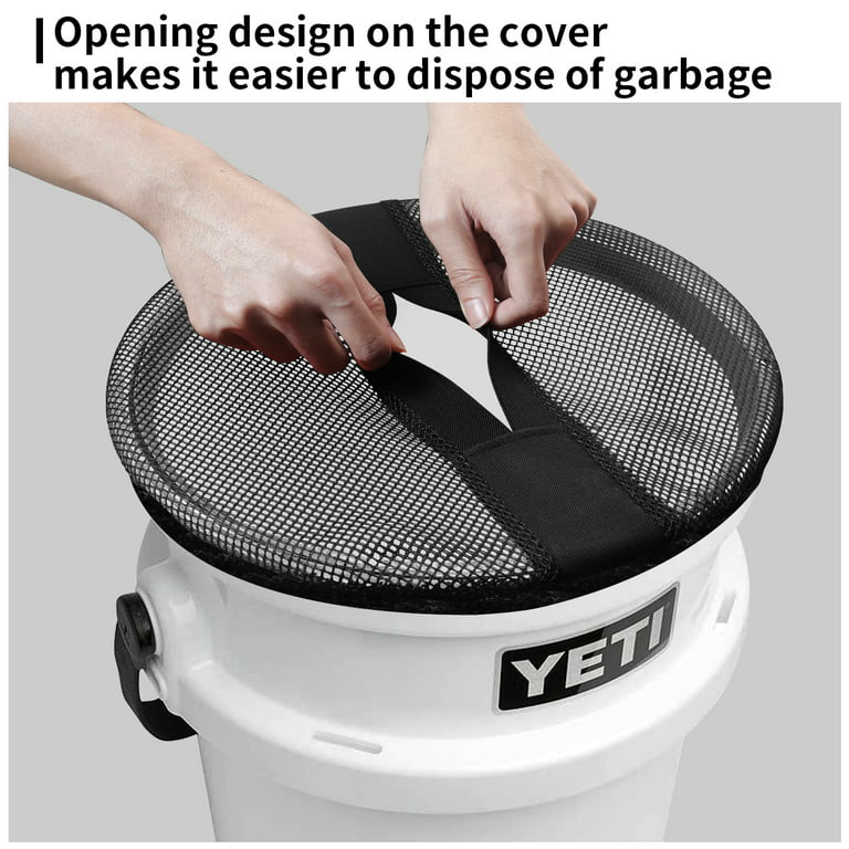 UCEDER Boat Trash Can Topper,Durable Black Mesh Garbage Cover Compatible  with Standard 5 Gallon Bait Buckets,Widely Used in Wastebaskets and Garbage  Storage Bins 