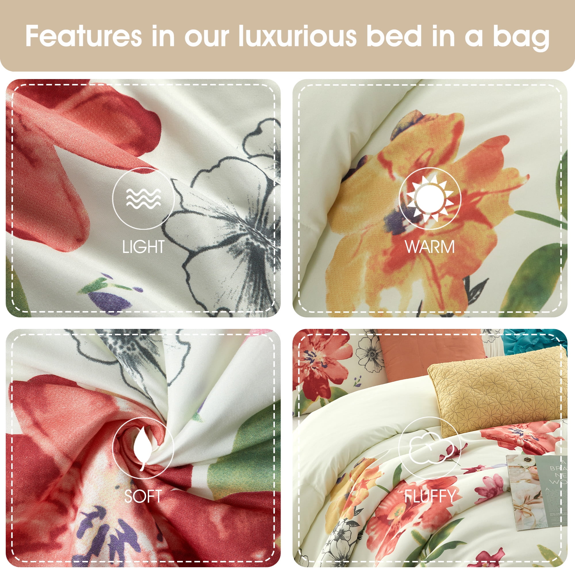 Nanshing Cassia Floral Bouquet 7 Piece Comforter Set, King