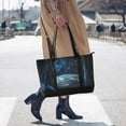 thumbnail image 4 of FORMRS Canvas Laptop Tote Bag for Women with 15.6" Computer Compartments Shoulder Handbag, Window Earth, 4 of 7