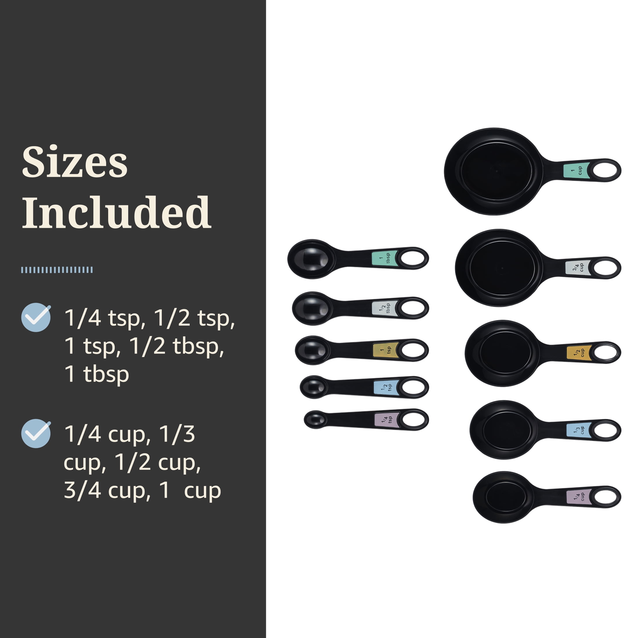Farberware Professional 10-Piece Nesting Plastic Measuring Cup and Spoon Set Black