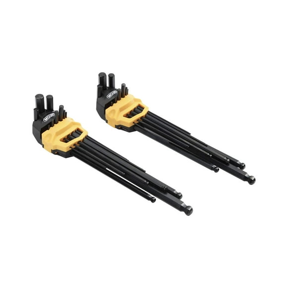 Mount 18PCS Extra Long Arm Ball End Hex Key Set, Professional Ball Point Allen Wrenches, Cr-V Steel, Portable Driver Tool Kit with Hinged Carry Case, Metric/SAE (up to 10mm,3/8in)