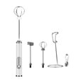thumbnail image 2 of Electric Milk Frother Handheld Rechargeable with Stand, 3 Speed USB Rechargeable Frother with 2 Whisks for Coffee Latte Cappuccino Matcha and Egg Beating, 304 Stainless Steel Whisk Heads, White, 25cm, 2 of 6