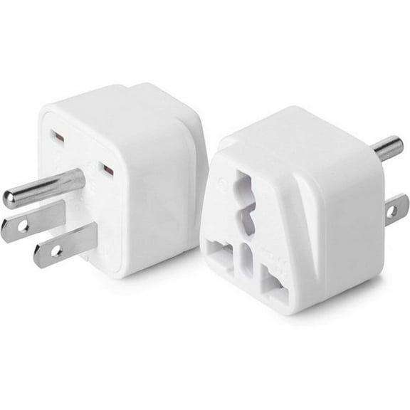 2 Pack Universal Adapter Plug Converter for Travel, Universal Travel Adapter for USA, Europe Australia Canada to American Plug Converter, White