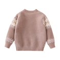 thumbnail image 3 of Esaierr Toddler Baby Boy Girl Crewneck Sweater Kids Cable Knit Pullover Sweater for 3-8T Long-Sleeved Solid Color Warm Toddler Sweatshirt Sweater, 3 of 5