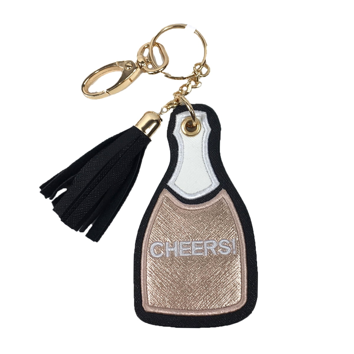 Under One Sky Cheers! Champagne Bottle Key Chain Purse Charm, Rose