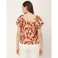 thumbnail image 4 of Moomaya Sweetheart Neck Tops For Women, Printed Short Flutter Sleeve Casual Top, 4 of 9