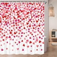 thumbnail image 2 of Valentines Day Shower Curtain, Valentines Day Falling Red Hearts Watercolor Falling Red Heart Bathroom Curtain Sets, Fabric Shower Curtain Hooks Include (69X70), 2 of 6