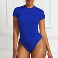 thumbnail image 3 of Pounoo Women's Bodysuits Short Sleeve Crew Neck Solid Color Slim Fit Jumpsuits Casual Daily Wear Stretchy Comfortable Bodycon Tops Gift, 3 of 6