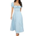 thumbnail image 1 of Vestidos Largos Vestidos de mujer Vestido elegante con mangas abullonadas Ropa de primavera y verano (Azul claro S) Cgtredaw Para estrenar, 1 of 1