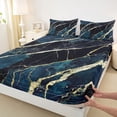 thumbnail image 3 of Homewish Marble Texture Road Twin Sheet Sets,Modern Fluid Art Twin Fitted Sheet,Gold Black Blue Flat Sheet For Girl,Microfiber Room Decoration,3-Piece, 3 of 7