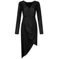 thumbnail image 1 of QTBIUQ Mode Femmes Robe à Manches Longues Robes Formelles V Cou Paillettes Robes de Bureau Parti et Robes de Soirée, 1 of 5