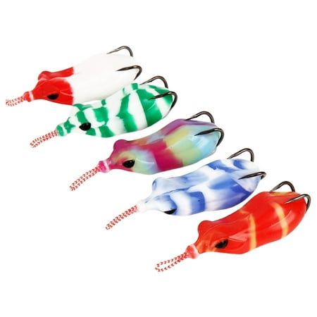 KUFptva 5Pcs Trout Swimbait Topwater Frogs Lures Set Frogs Crankbait Lures Fishing Lures Simulated Soft Frogs Baits with Hook