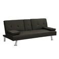 thumbnail image 3 of Miekor Furniture Sofa Bed with Armrest two holders WOOD FRAME, STAINLESS LEG, FUTON BROWN PVC,DARK BROWN 125131, 3 of 6