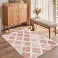 thumbnail image 4 of Elegant Blush Pink Quatrefoil Area Rug with Distressed Finish Non Slip Floor Carpet for Nursery Bedroom Living Room, 4 of 10