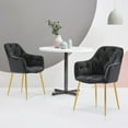 thumbnail image 2 of Ivinta Tufted Dining Chairs Set of 2 with Gold Plated Leg, Velvet Arm Chair with Padded Seat for Living Room, 2 of 8