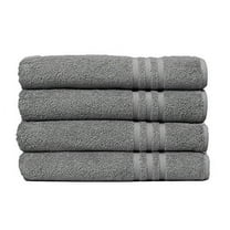 ECO TOWELS Premium Hotel & Spa Bath Towel Cotton, 27" x 54",Set of 4 (Grey)