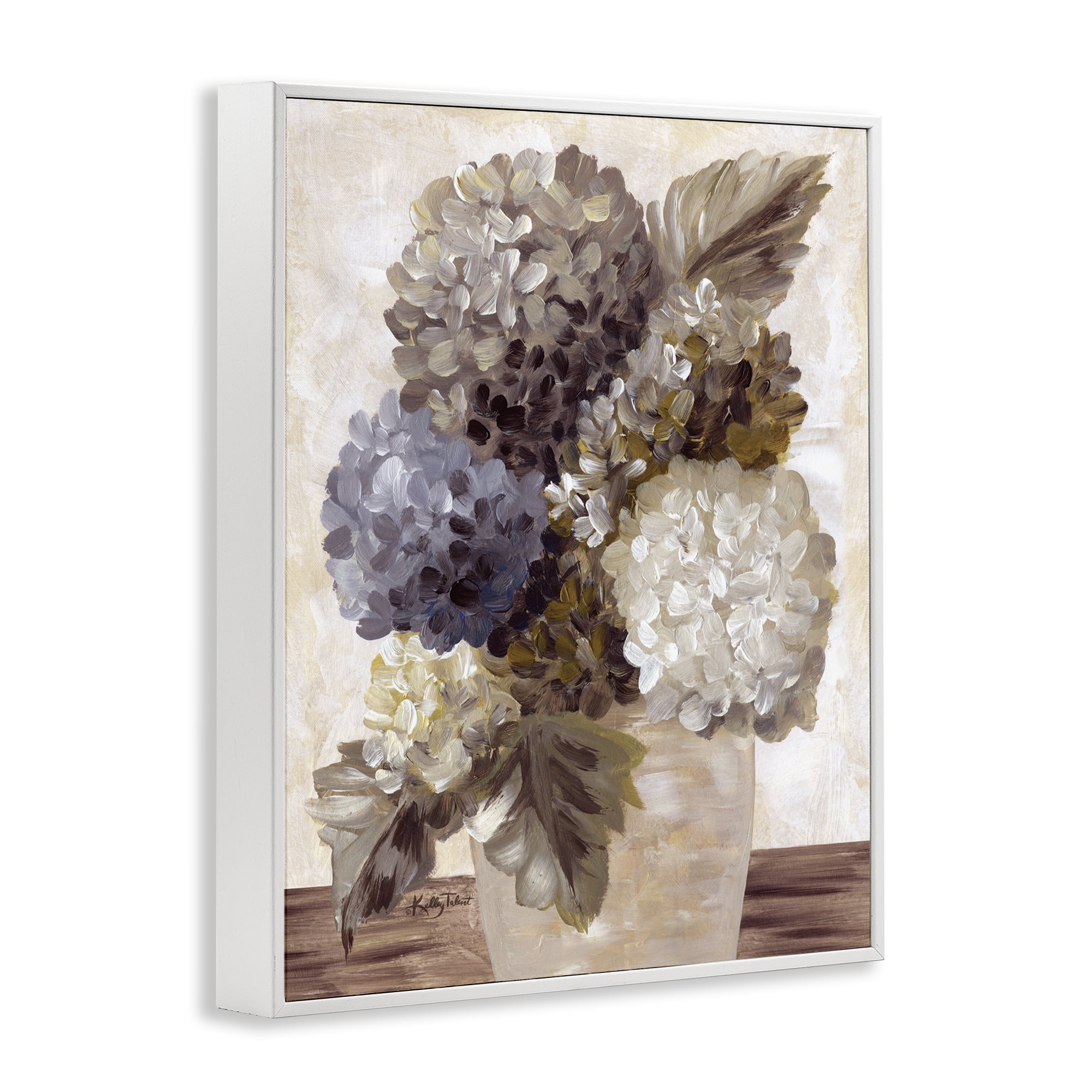 Stupell Industries Full Hydrangea Blooms Botanical & Floral Painting White Framed Art Print Wall Art, 11 x 14