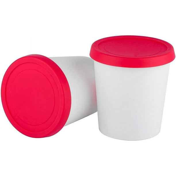Home Ice Cream Freezer Storage Containers Set of 2 with Silicone Lids