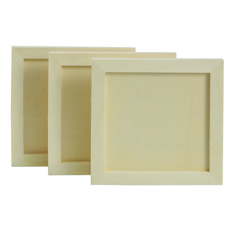 Stylecraft Plywood Unfinished Panel, Square Design, 6"x 6" Beige (3 Pieces) 1.2 lbs.