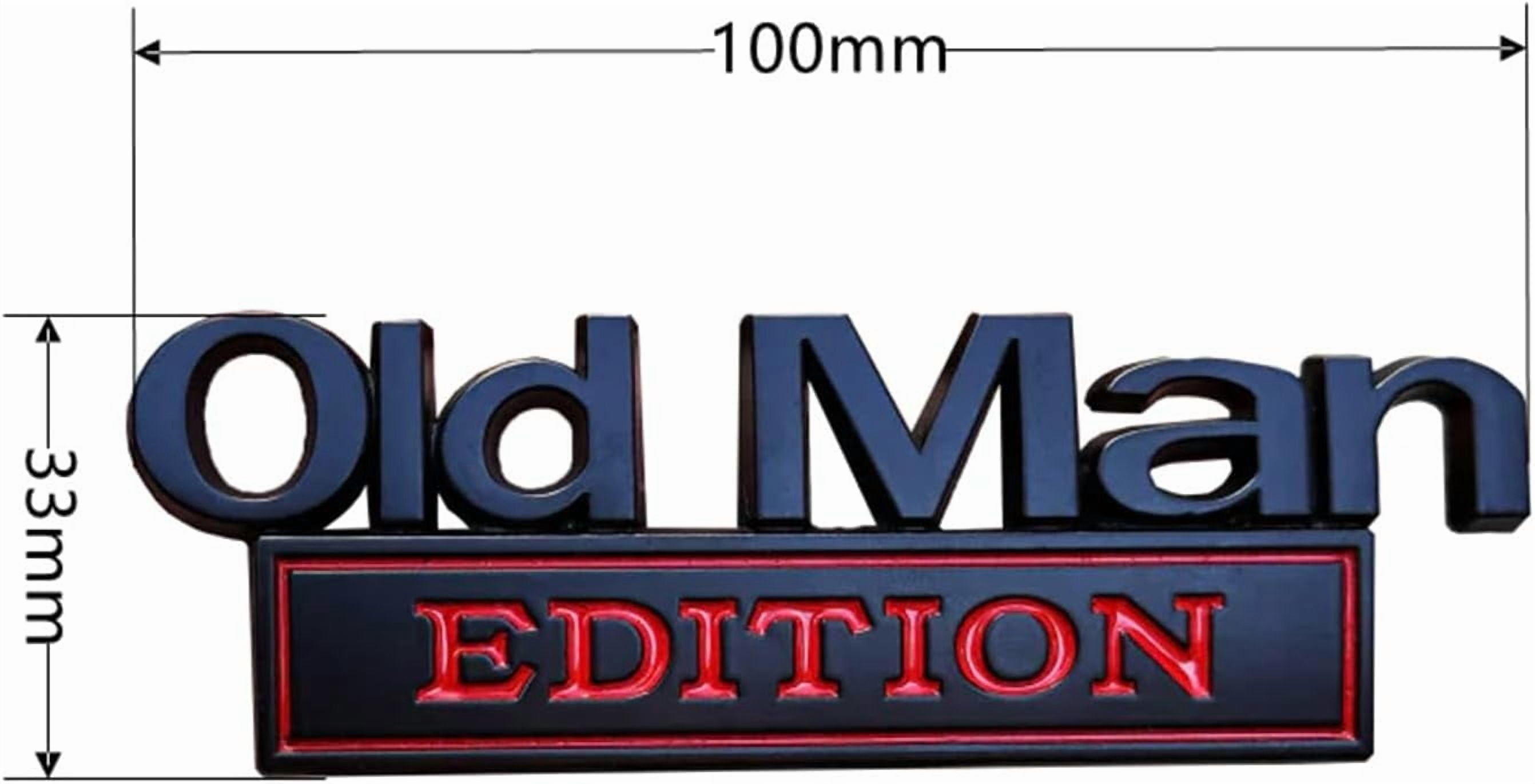 Old Man Edition Auto-Emblem, 2 Stück 3D-Metall-Aufkleber, 2025 Neue Autoaufkleber für Männer, Lustige Edition Stoßstangenaufkleber für Auto, LKW, SUV, Seite Oder Heckklappe (Silber-Schwarz