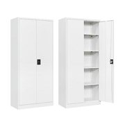 Metal Storage Cabinet with 2 Doors and 4 Adjustable Shelves, 71" Steel Garage Storage Cabinet, Locking Tool Cabinets for Office, Home,School,Kitchen,Garage Tool Utility Cabinet