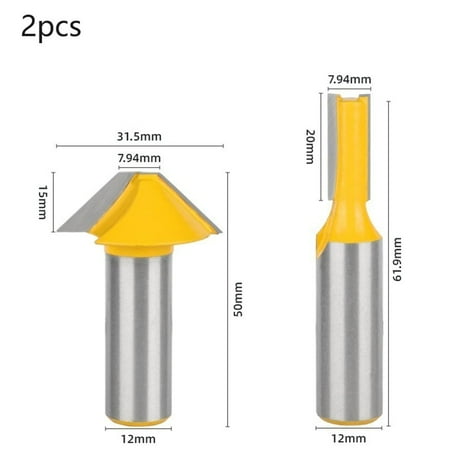 

2pcs 1/2inch Router Bit Set woodworking cutter Tenon Cutter for Woodworking