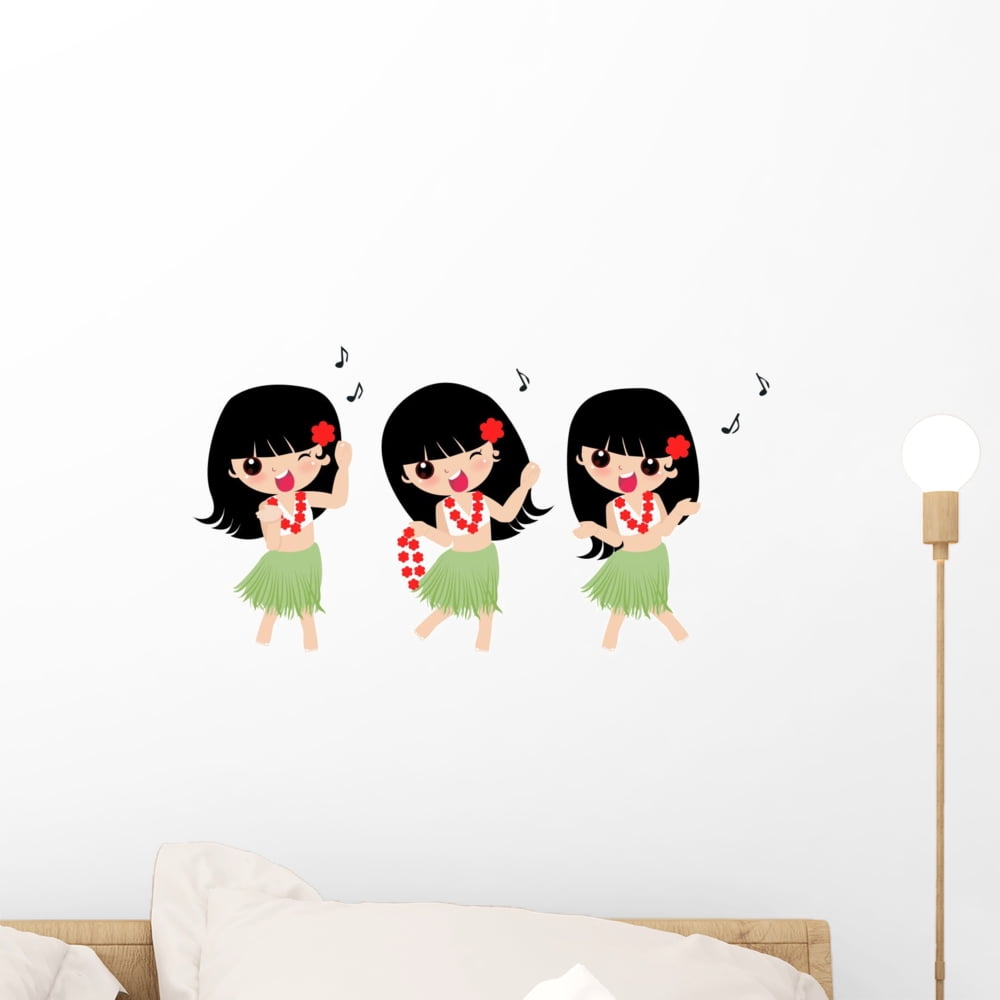 Hawaiian Hula Girl Wall Decal Sticker by Wallmonkeys Vinyl Peel and