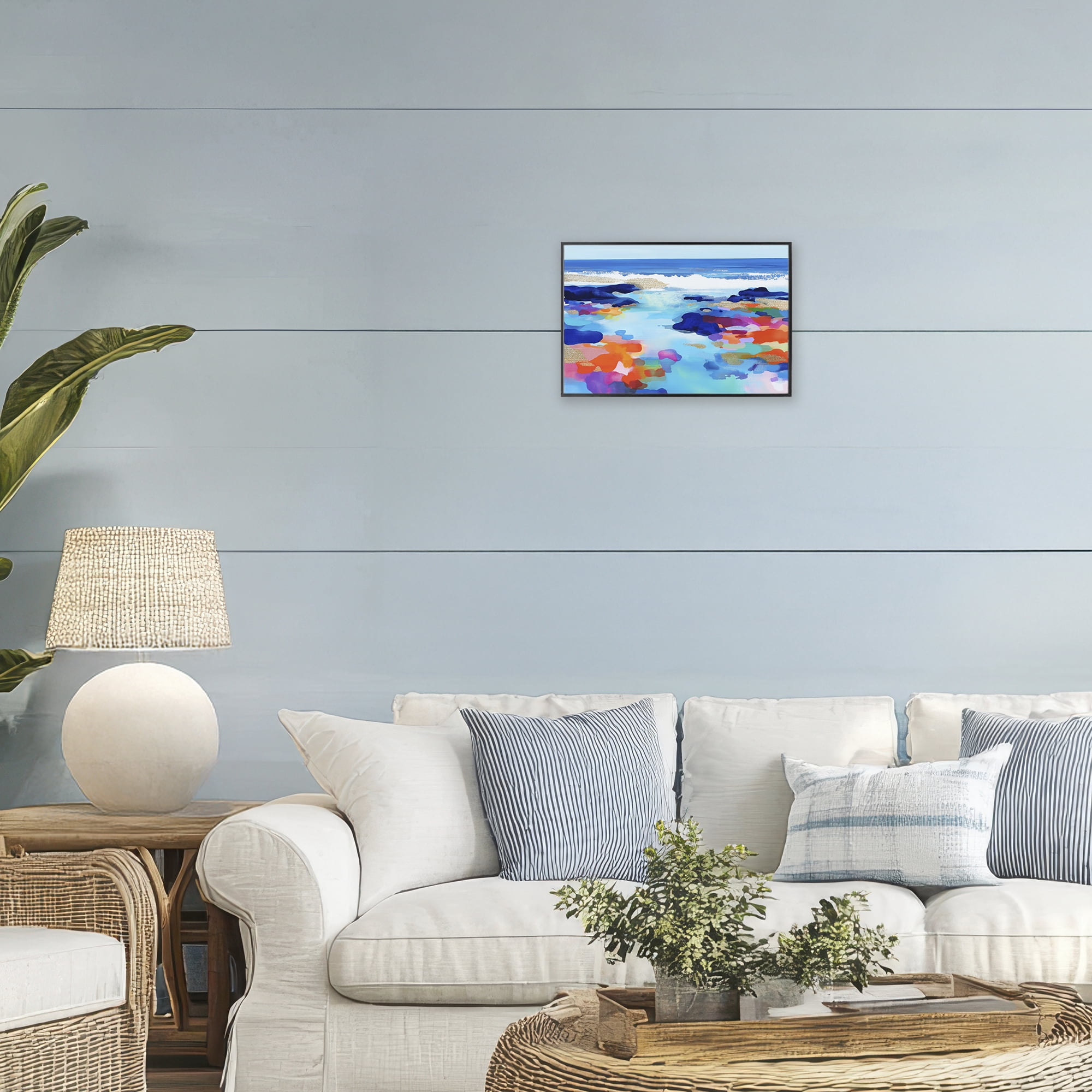 Stupell Industries Coastal Pools Overlay Abstraction Black Framed Giclee Art, design by Chromatic Storm Studio