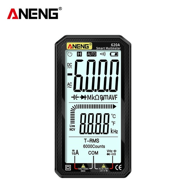 Amdohai ANENG Multimètre Numérique CA/CC à Écran LCD de 4,7 Pouces, Ultra Portable, True-RMS, Multimètre à Calibration Automatique, Testeur Multiple avec Ampère-Volt-Ohm, Capacité, Continuité, Température, Fréquence, Diode, Tests NCV