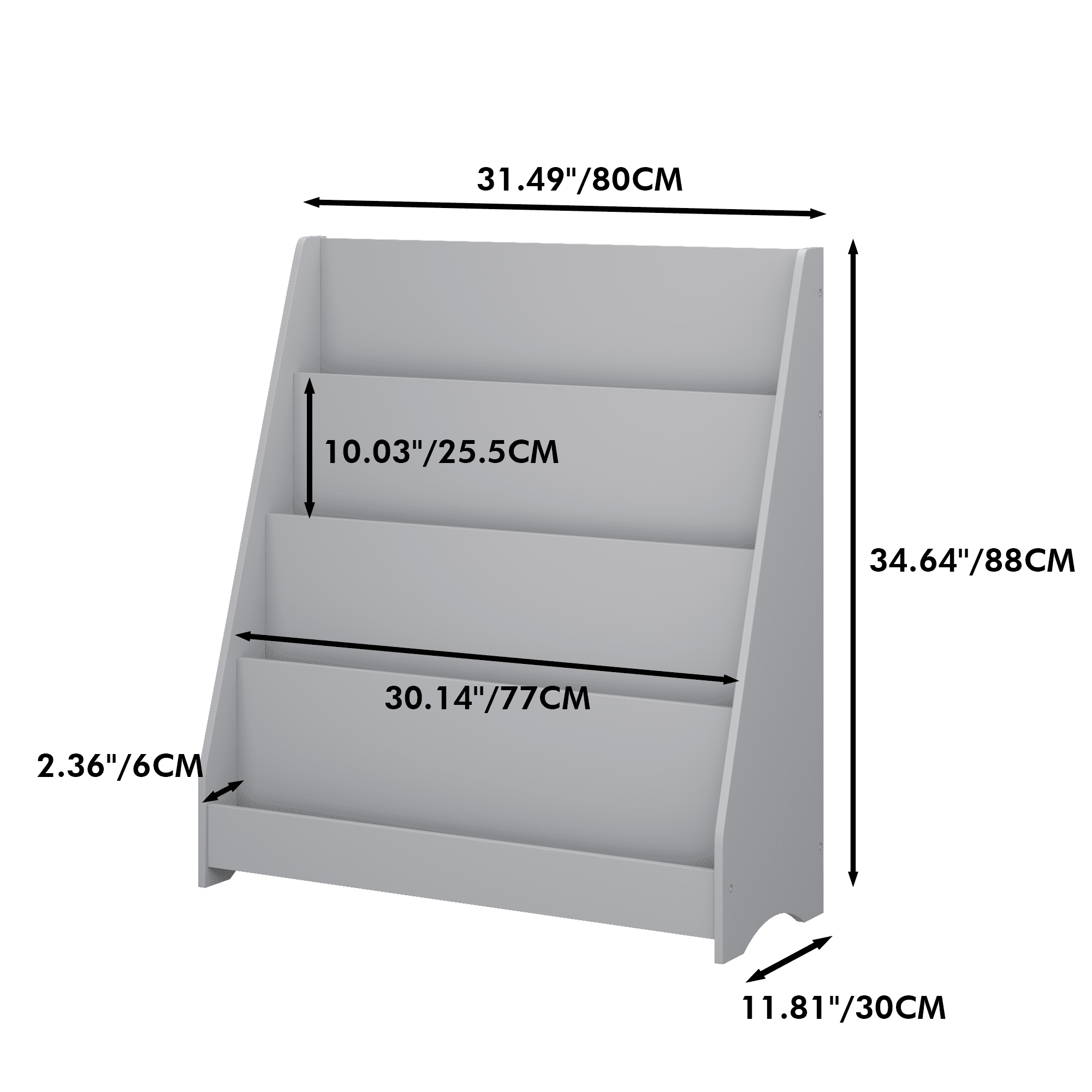 4-Tier Bookshelf,Kids Book Display Shelves,Toy Storage Organizer for Kids Room Playroom Nursery,Gray