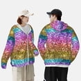thumbnail image 4 of Balery Glitter Rainbow Sudadera ligera de manga larga con capucha y protección solar UPF 50+ para hombre y mujer, ideal para pesca y running-X-Large, 4 of 7